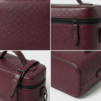 Sac à maquillage en cuir véritable pour femmes, grande trousse à cosmétiques, organiseur de toilette de voyage, boîte de rangement portable