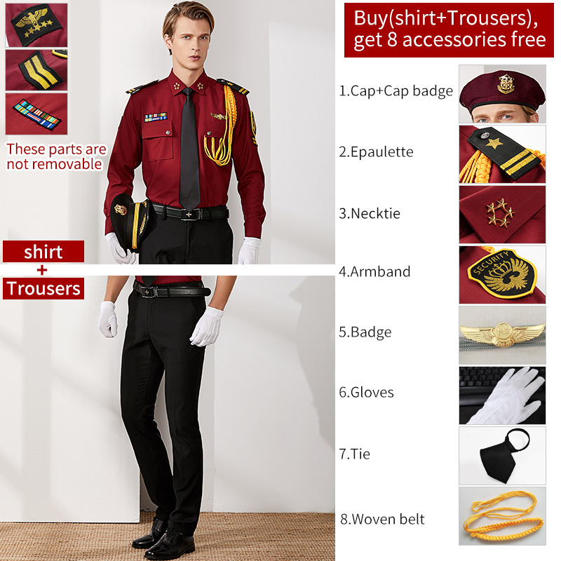 Camisa de manga larga Traje + gorro + Epaulette 1