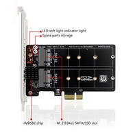 Tarjeta Adaptadora de Expansión Dual M.2 NGFF SSD, Chipset PCIe RAID JMB582, Matriz de Discos Dual
