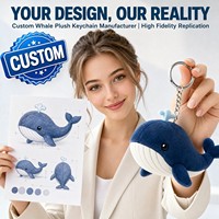 Porte-clés en peluche baleine personnalisé, mascotte, logo brodé sur mesure, OEM ODM, vente en gros, jouet en peluche, cadeau promotionnel