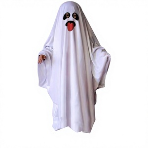 Costume d'horreur d'Halloween, tenue blanche pour fête cosplay, masque de mascarade, jupe de fantôme en soie pour adulte, unisexe - Product Image 2