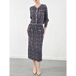 2025 nuova moda stile coreano Casual da <span class=keywords><strong>donna</strong></span> due pezzi Set di <span class=keywords><strong>Blazer</strong></span> plissettato <span class=keywords><strong>Tweed</strong></span> Top intrecciato Vintage decorazione per la stagione autunnale - Product Image 1