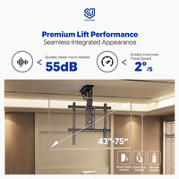 Penyangga TV Elektrik Senjiang, Model Pull Down Flip Up, untuk TV 43-75 inci, Pemasangan di Dinding & Plafon, Tahan Lama, Rak & Dudukan TV
