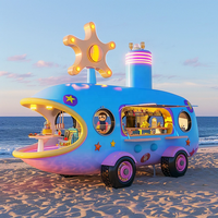 Escultura de Camión de Comida con Forma de Submarino de Diseño Divertido |   Kiosco Gigante con Temática de Playa para Decoración de Centros Comerciales, Resorts y Eventos