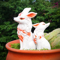 Ornements de renard à neuf queues à poils longs et doux, style dessin animé, en résine synthétique, accessoires décoratifs à thème animal
