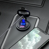 Voiture PD + QC3.0 prise de chargeur USB rapide à double port avec voltmètre numérique et interrupteur d'alimentation