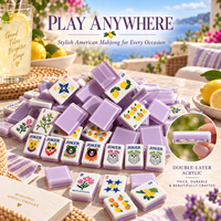 Ensemble de mahjong américain de luxe en acrylique double couche, lilas et blanc, 160 tuiles, pour soirée de jeu
