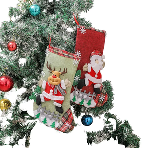 Bas de Noël en coton Grand sac cadeau de Noël Ornement de sapin de Noël Décoration de sac de bonbons - Product Image 1