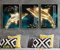 Cadre photo mural décoratif en métal de style moderne, avec support mural en verre, cristal, porcelaine, peinture, triptyque, support en papier imprimé