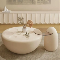 Tables basses rondes de style simple crème modernes, meubles blancs mignons pour la décoration de la maison du centre du salon