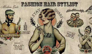 Papier peint vintage pour salon de coiffure pour hommes et femmes Peintures murales et arts muraux - Product Image 4