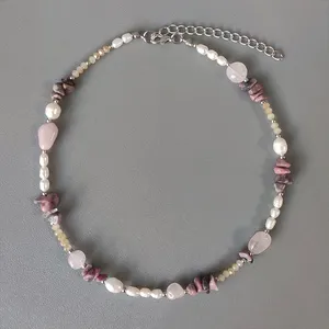 Unique design harajuku natural stone necklace handmade Irregular freshwater pearl jewelry bridesmaid gift Suitable and retail