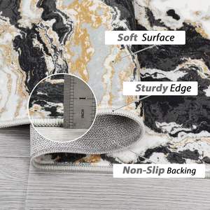 Nouveauté 2025 Tapis d'intérieur ultra-fin 9'x12' en marbre abstrait Lavable en machine Antidérapant Moderne Zones à fort trafic Salon - Product Image 5