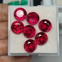 Saphir bleu rond coupe brillante 4mm-12mm méthode de traction Pigeon cultivé en laboratoire sang rouge rubis pierre précieuse