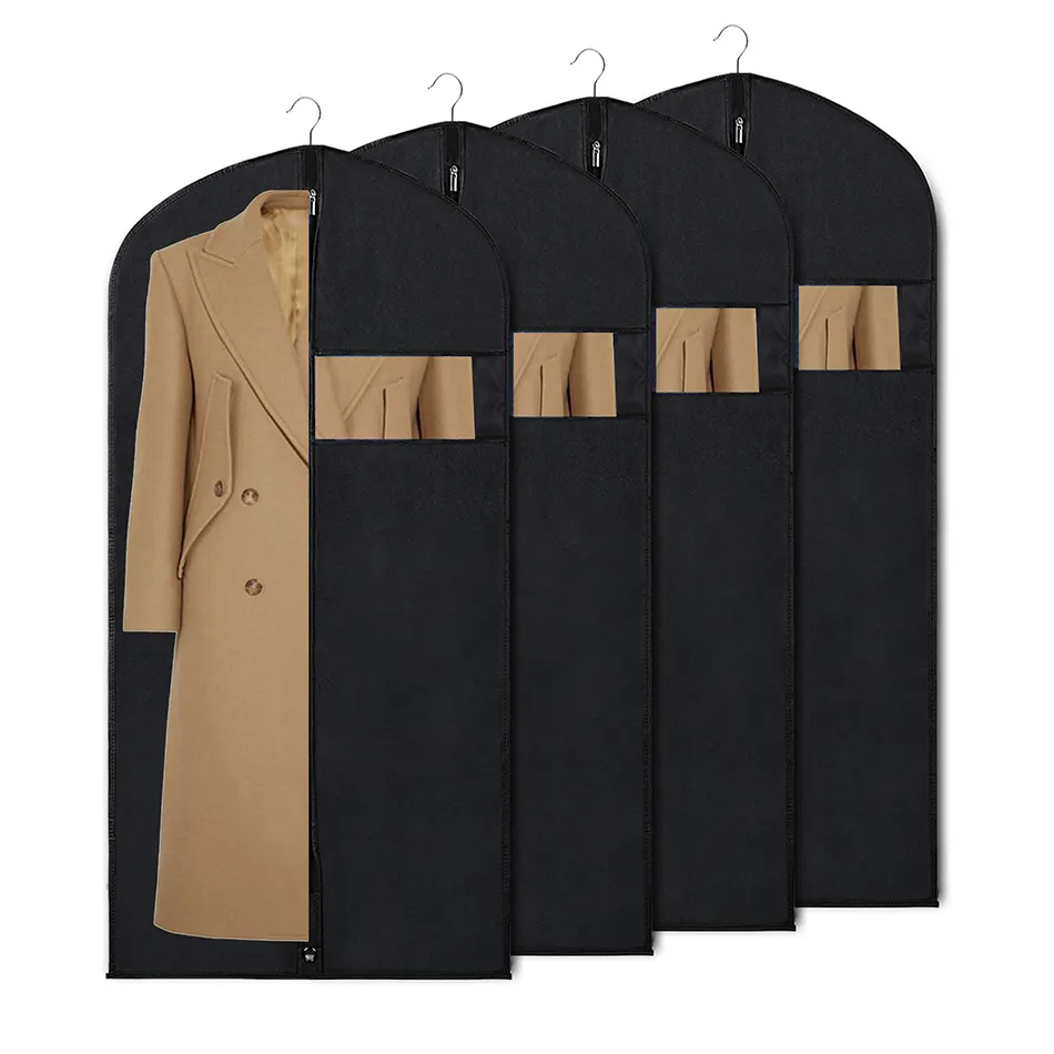 पीपी गैर बुने हुए कपड़े के साथ लक्जरी ड्रेस कवर परिधान सूट बैग पर खुद का ब्रांड लोगो मुद्रण