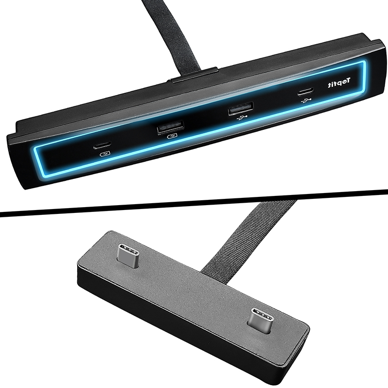 Зарядное устройство для Tesla Model 3/Y, 27 Вт, USB 3,0, светодиодная док-станция, док-станция центральной консоли, умный датчик, 4 в 1 USB-концентратор