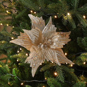 Red <b>Gold</b> Silver Artificial Flowers <b>Christmas</b> <b>Tree</b> Decoration Artificial Flower Golden Poinsettia Glitter <b>Christmas</b> Flowers - Product Image 4