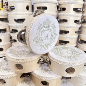 เครื่องดนตรีเคาะจังหวะไม้ขายส่ง กลองมือขนาดเล็ก 4 นิ้ว สำหรับงานแต่งงาน กลองมือแบบกำหนดเองสำหรับโบสถ์ กลองมือสำหรับเล่นในงานแต่งงาน - Product Image 1