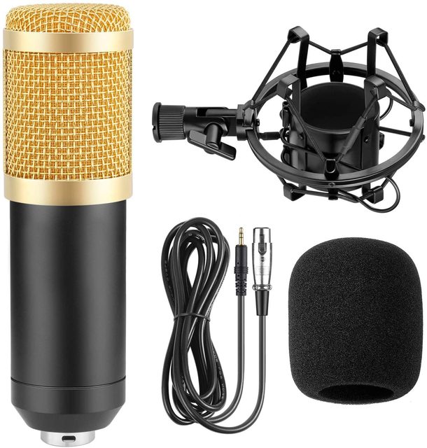BM 800 USB Condenser Microphone XLR Full Set with Stand and Pop Filter for Computer Studio Recording