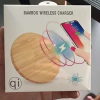 Support de chargeur sans fil en bambou fin et écologique certifié 15W/5W/7W pour téléphones et montres
