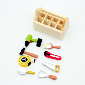 Ensemble <span class=keywords><strong>de</strong></span> boîte à outils miniature en bois à l'échelle 1:12, accessoire pour maison <span class=keywords><strong>de</strong></span> poupée, décoration pour jeu d'imitation, pour collectionneurs et enfants - Product Image 3