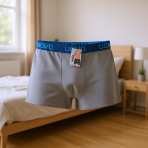 Boxers pour hommes, coupe moyenne, taille mi-haute, longueur longue, coton doux, respirant, motif tissé, logo sur la ceinture, taille XL - Product Image 2