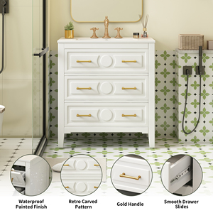 Commode moderne en bois massif avec miroir éclairé, armoire blanche pour chambre à coucher, hôtel, appartement, salon - Product Image 6