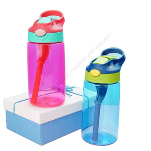 Bouteille d'eau en plastique pour enfants, vente en gros, motif dessin animé, réutilisable, anti-fuite avec paille - Product Image 5