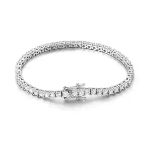 Xinfly gioielli donna 925 argento singola fila ghiacciata 2mm Moissanite bracciale a catena Tennis