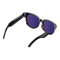 Lunettes Intelligentes IA avec Caméra, Recharge USB-C, Monture Carrée Classique Noire, Style Lunettes de Soleil, Verres Teintés, Lunettes Technologiques Portables