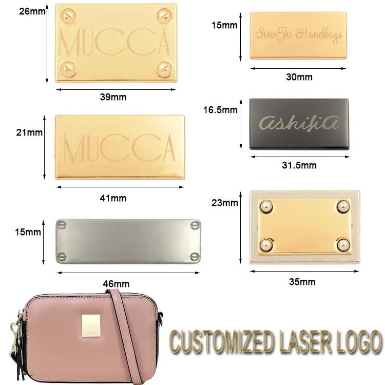 custom design handbag logo plate metal brand label logo for bag