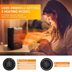 Tabletop Ceramic PTC <b>Heater</b> 1500W Mini <b>Portable</b> Fan <b>Heater</b> With Timer And Safety Protection For Home Office Use - Product Image 4