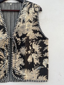 Chaleco de mujer de algodón hecho a mano estampado floral con ribete a rayas cómodo Chaleco Corto Dori chaqueta ropa exterior - Product Image 4