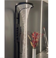 Noir argent multifonction Rainfalll Piano clé chaud et froid arroseur Massage pommeau de douche ensembles système panneaux de douche