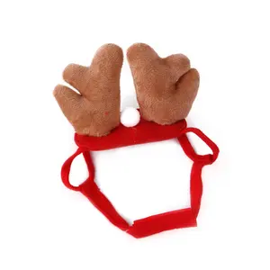 Set kostum hewan peliharaan Natal bando & syal merah & topi & syal kostum hewan peliharaan Natal untuk anak anjing anjing kucing pakaian Set Sinterklas hewan peliharaan