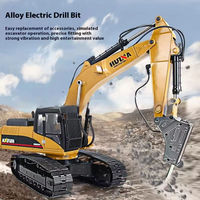 Excavadora RC de Metal a Escala 1:14, 32 Canales, Huina No.1580, Control Remoto, con 5 Accesorios y Batería