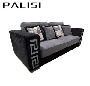 luxury modern 3 seat chesterfield sofa with silver steel decor classic velvet sofa couch living room