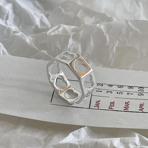 925 Sterling Silver Fashion Jewelry 18K Gold Hollow Heart Adjustable <strong>Finer</strong> Rings - Product Image 4