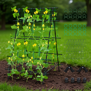 Treillis en A pour concombres, 6 pieds, en métal avec filet, support de plantes grimpantes pour jardin extérieur, clôture - Product Image 2