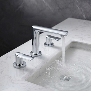 Robinet <span class=keywords><strong>de</strong></span> lavabo en laiton chromé à montage sur comptoir avec poignées à double levier, cartouche céramique, robinet <span class=keywords><strong>d</strong></span>'<span class=keywords><strong>eau</strong></span> moderne pour lavabo <span class=keywords><strong>de</strong></span> salle <span class=keywords><strong>de</strong></span> bain - Product Image 4