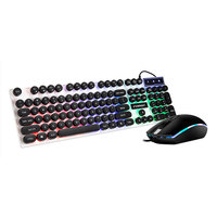 Ensemble clavier et souris filaire FVQ90 Punk éclairé avec touches rondes en cristal chocolat, interface USB, 1600 DPI, fabriqué en Chine