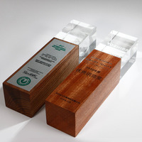 Trophée en bois et cristal personnalisé, plaque de reconnaissance d'entreprise gravée sur mesure pour la reconnaissance des employés, souvenir