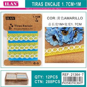 Cinturini in pizzo Ilan 1,7 cm x 1 m gialli per decorazioni artigianali - Product Image 3