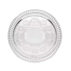 European Design Solid Pattern round Tray Plate Dish Sunflower Embossed Fresh Ins Sushi Plate Fruit and Dinnerware Dishware