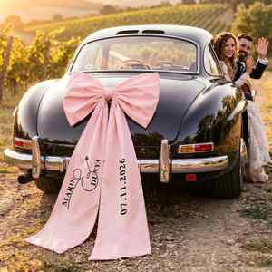 Grande nœud de voiture de mariage personnalisé en satin, décoration de voiture de mariée, nœud en ruban personnalisé pour défilé de mariage, demande en mariage, anniversaire - Product Image 2