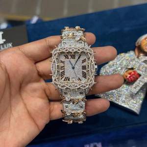 Montre mécanique automatique rectangulaire personnalisée en moissanite, cristal saphir, entièrement sertie de diamants, édition limitée de luxe, style hip-hop - Product Image 3