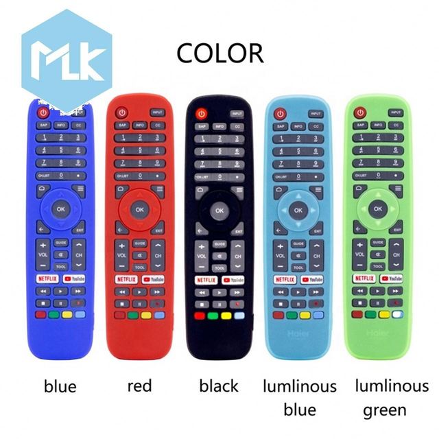 MLK Silicone Remote Control Case Use for Haier HTR-A10AG Hollow Out Thickened Shockproof Glow in Dark TV Remote Cover