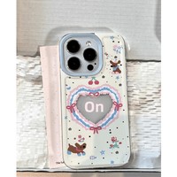 Casing HP Anti Benturan Lembut Motif Kartun Hati Anjing Ceri untuk 17 Pro Max 16 Plus Gaya Kreatif Terlaris 14 13