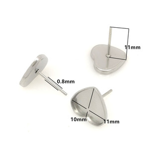 ฐานต่างหูรูปหัวใจสแตนเลสสำหรับทำเครื่องประดับ DIY ขนาด 10 มม. - Product Image 3