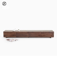 Grain Match Massivholz TV-Schrank Grifflos Walnuss Eiche Medien-Konsole Luxuriöses Flaches Wohnzimmer TV-Möbel
